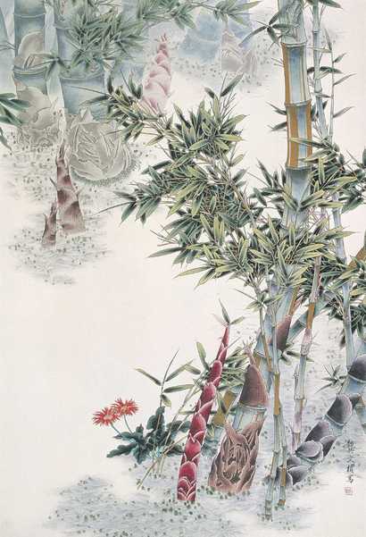 龚文桢 花竹图 镜心